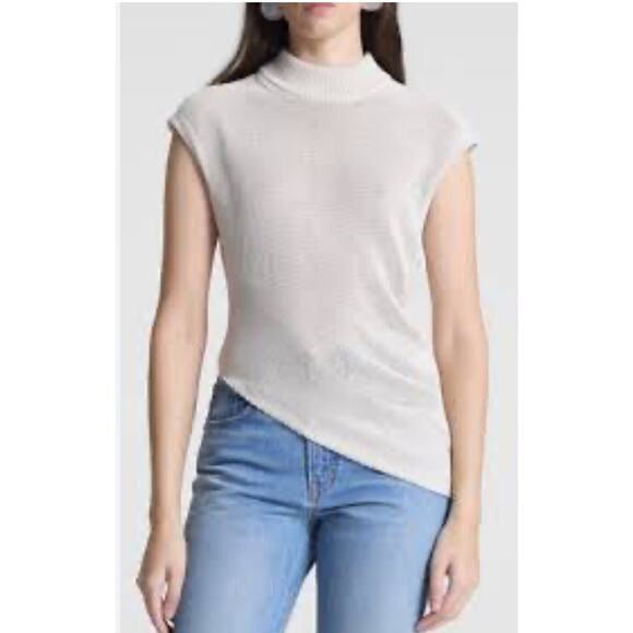 ALC Edith Open Knit Asymmetric Top in Cream M - Picture 1 of 5